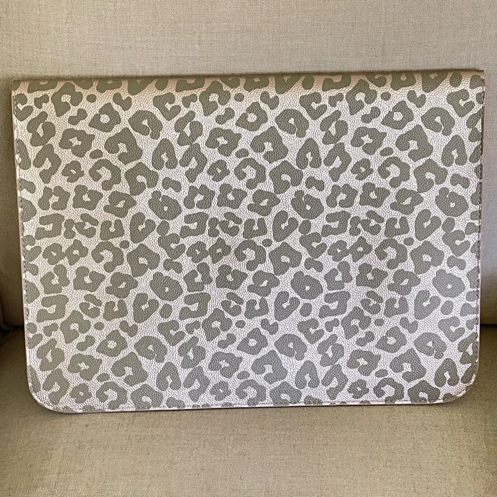 Hollis Leopard Print Laptop Sleeve in Metallic Gold - Picture 2 of 10